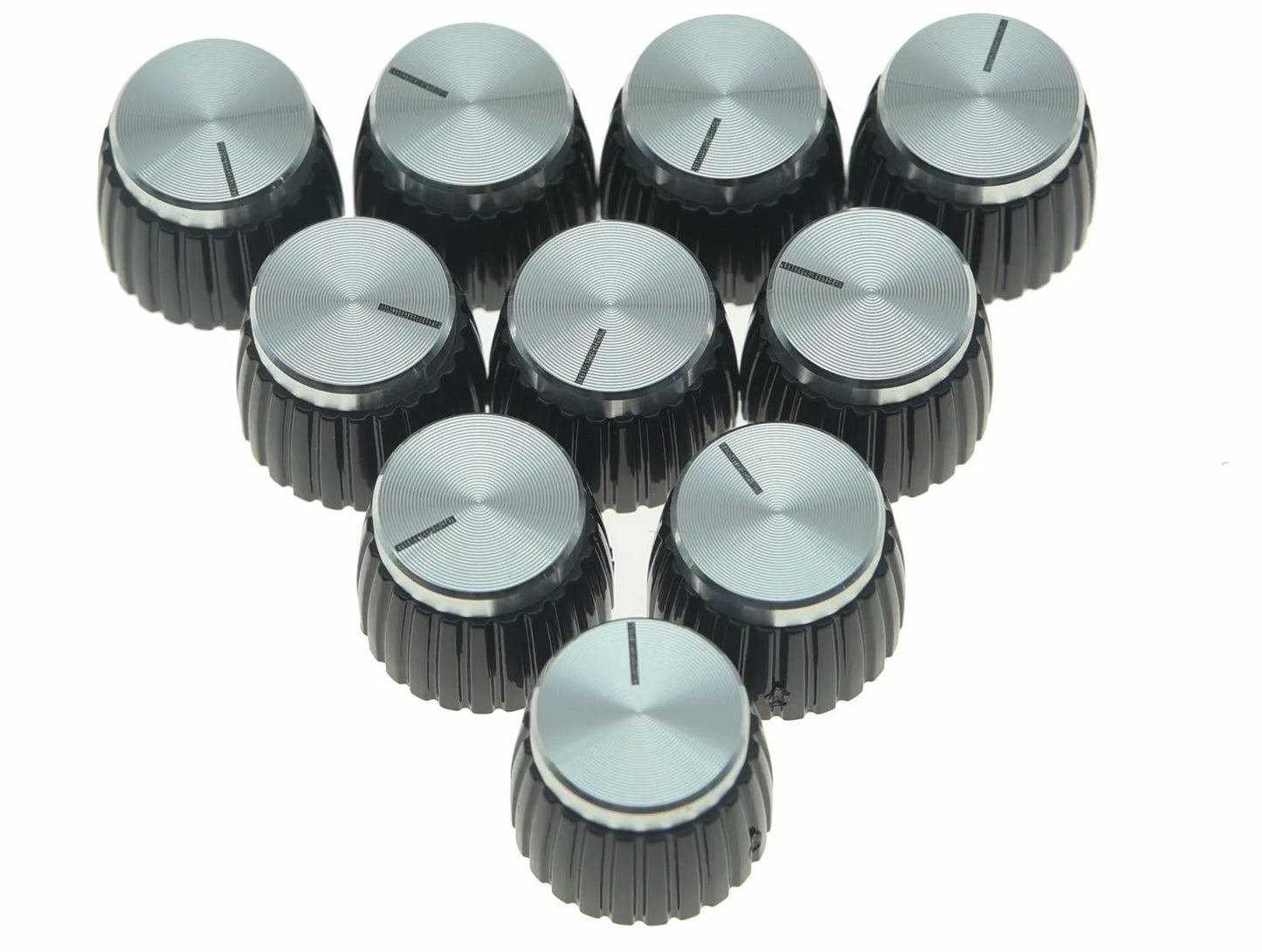 Set of 10pcs Guitar Amplifier AMP Control Knobs with Silver Top