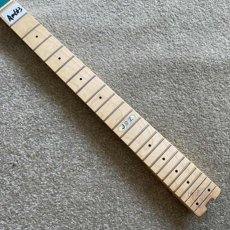 Blue Maple Wood Guitar Neck, 24 Frets Maple Fingerboard