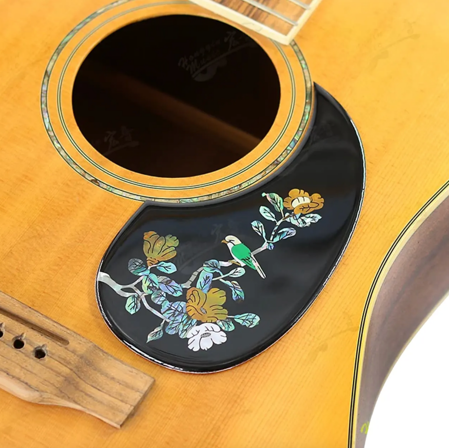Folk Acoustic Guitar Scratch Plate Pickguard with Abalone Top Bird