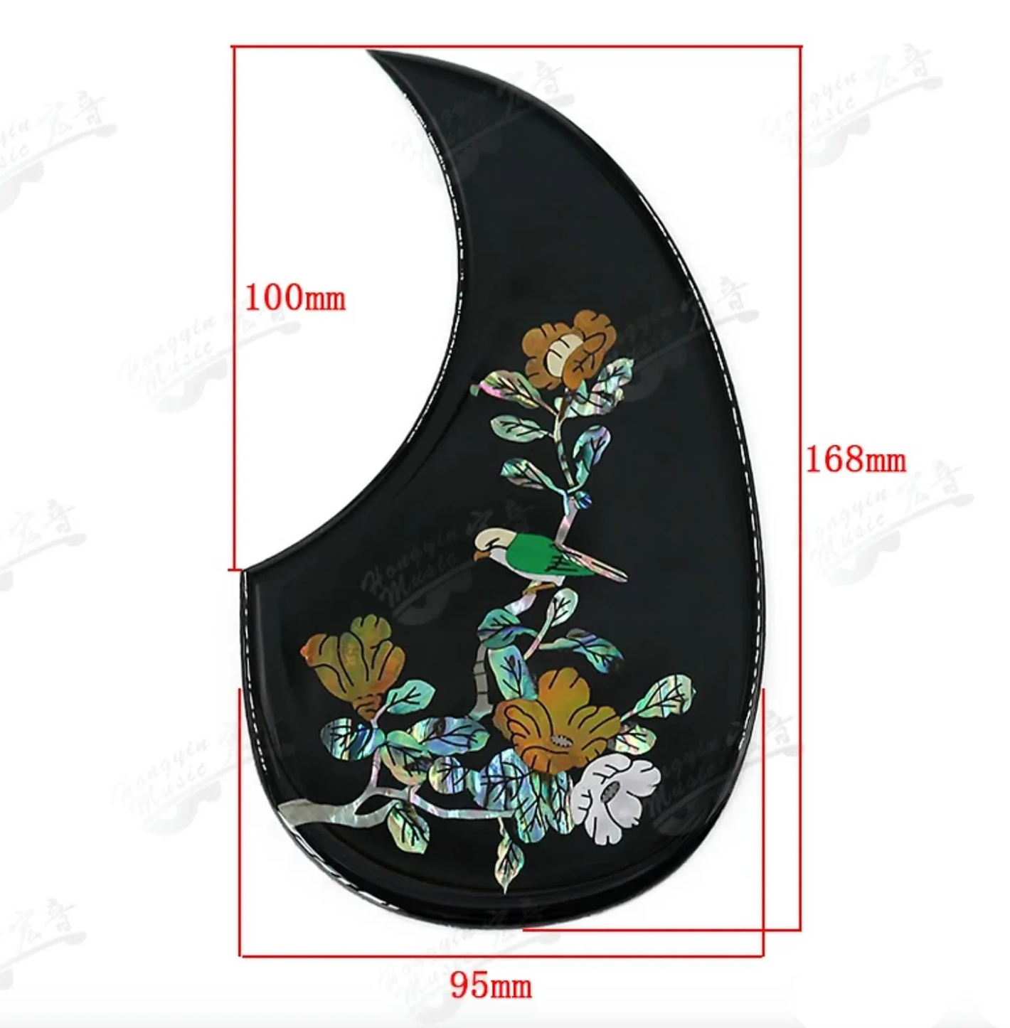 Folk Acoustic Guitar Scratch Plate Pickguard with Abalone Top Bird