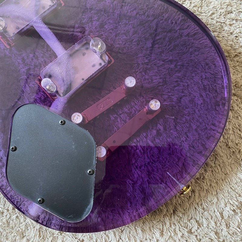 Acrylic Purple Transparent Mini Electric Guitar, Maple Neck Rosewood F
