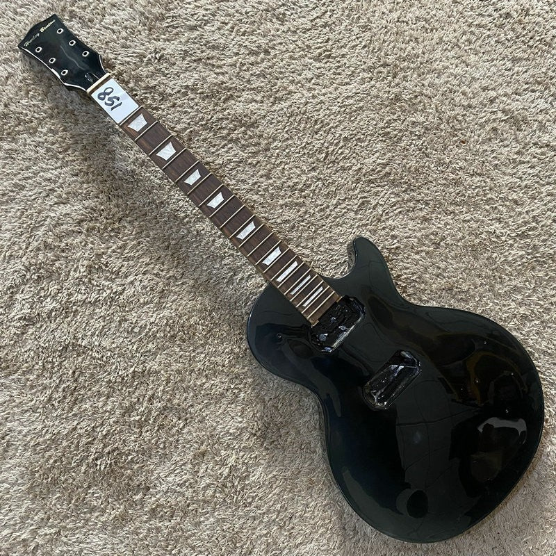 Gloss Black Harley Benton Guitar Single Cut Body, Maple Neck, Rosewood