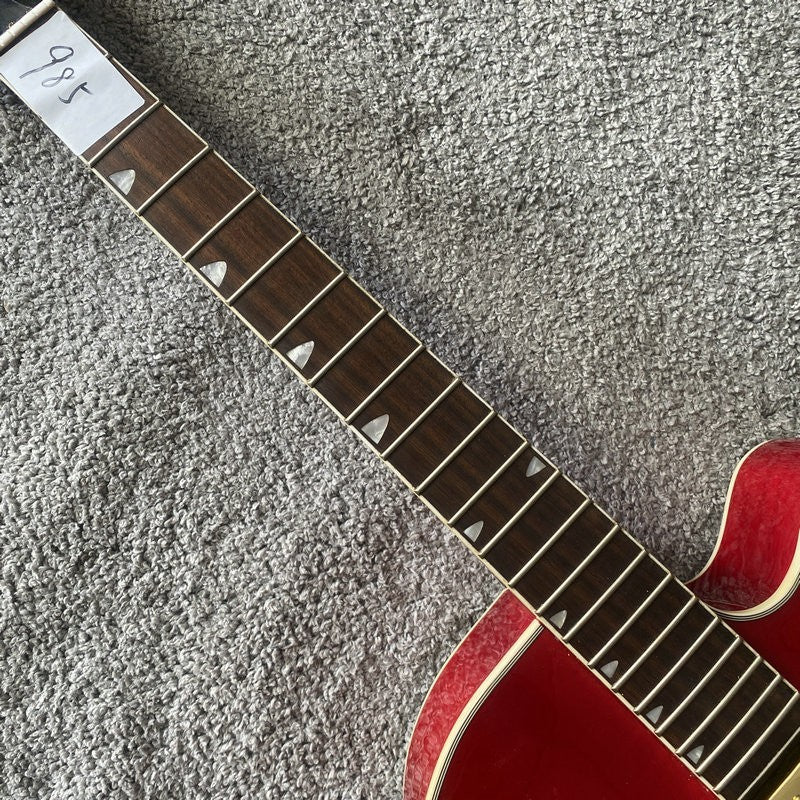 Cherry Burst Hollow Body Jazz Guitar with Maple Neck, Rosewood Fingerb