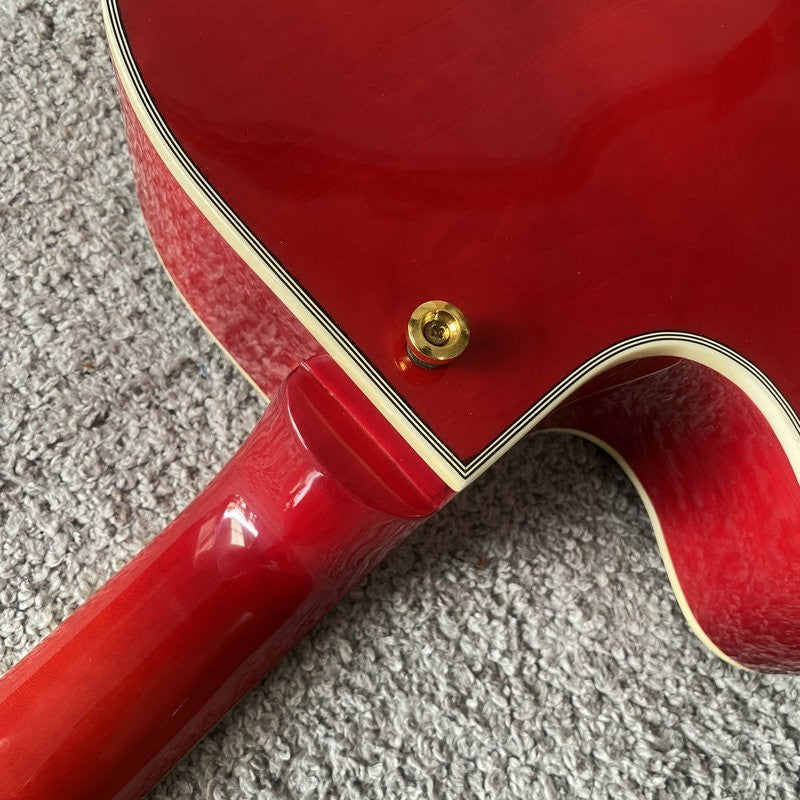 Cherry Burst Hollow Body Jazz Guitar with Maple Neck, Rosewood Fingerb