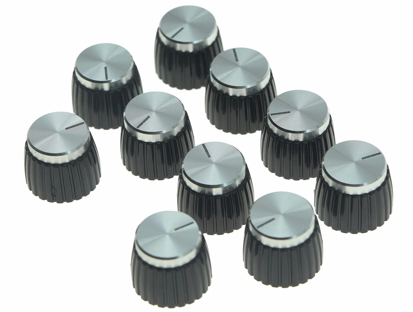 Set of 10pcs Guitar Amplifier AMP Control Knobs with Silver Top