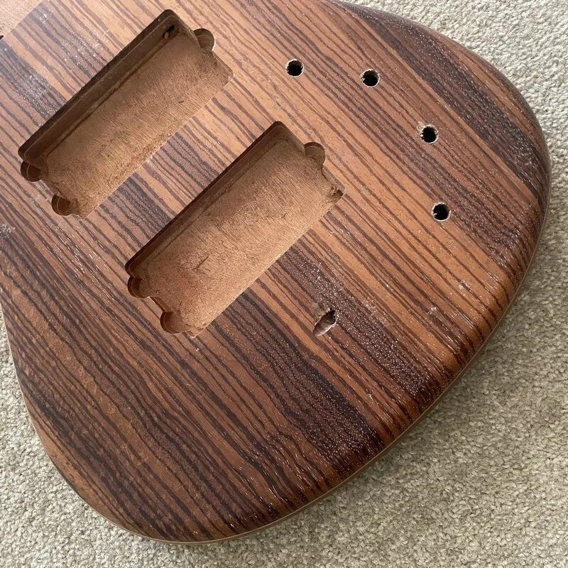 Zebra Wood Top Electric Bass Mahogany Body DIY Project