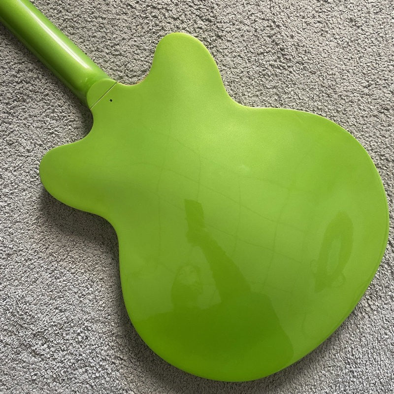Green DIY Jazz Guitar Semi Hollow Body with Maple Neck, Rosewood Finge