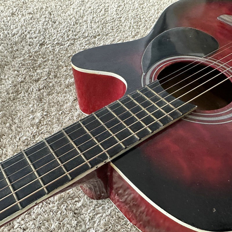 Red Burst 40 Inch Acoustic Guitar, Plywood Top Body, Rosewood Fingerbo