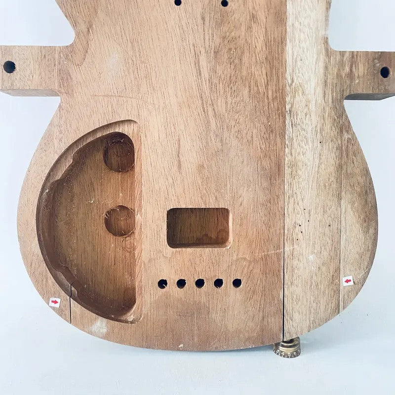 Raw Materiel Electric Bass Guitar Mahogany Body, Burl Wood Top