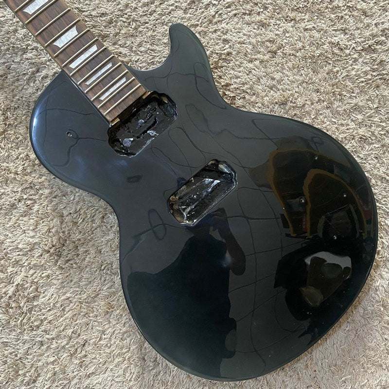 Gloss Black Harley Benton Guitar Single Cut Body, Maple Neck, Rosewood