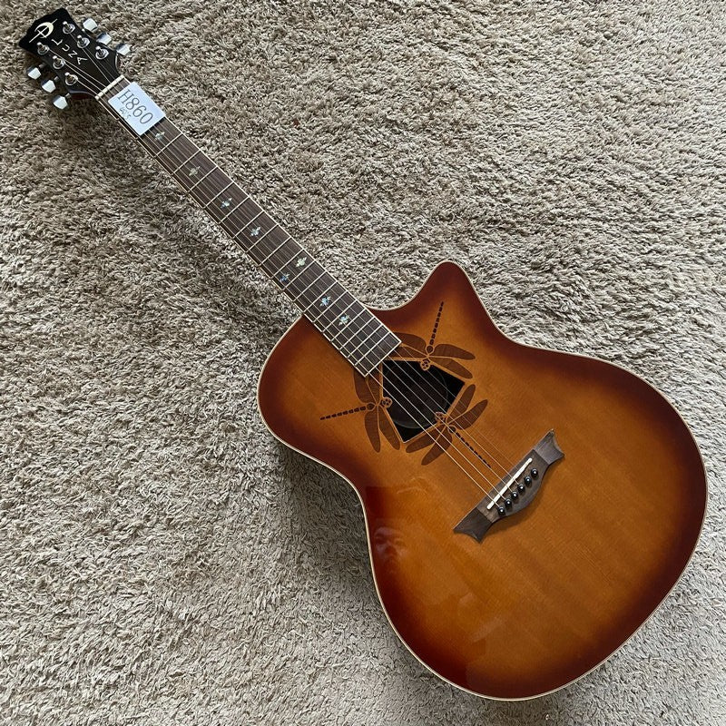 Luna Acoustic Guitar, Red Pine Top Body, Mahogany Neck, Rosewood Finge