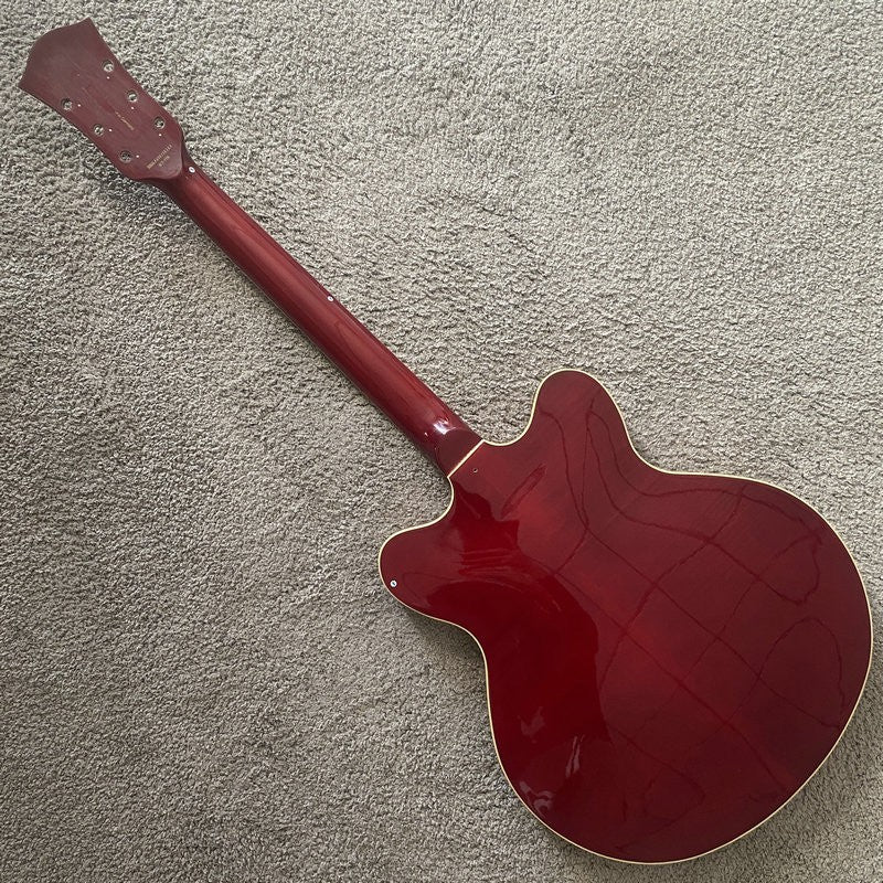 Red Glossy Semi Hollow Jazz Guitar Body Mahogany Neck, 22 Frets Finger