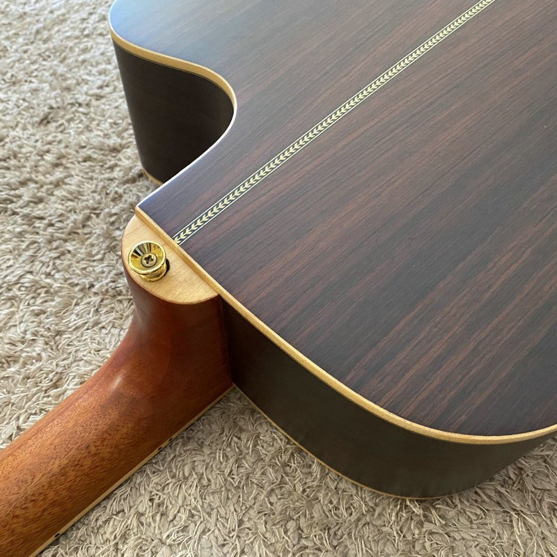 Left Handed Folk Acoustic Guitar, Spruce Body, Mahogany Neck, 22 Frets