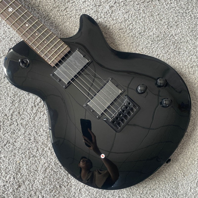 LAG Black Single Cut Electric Guitar, Mahogany Body, Neck, Rosewood Fi