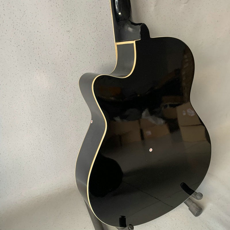 Black 40 Inch Acoustic Guitar, Basswood Plywood Top Body, Rosewood Fin