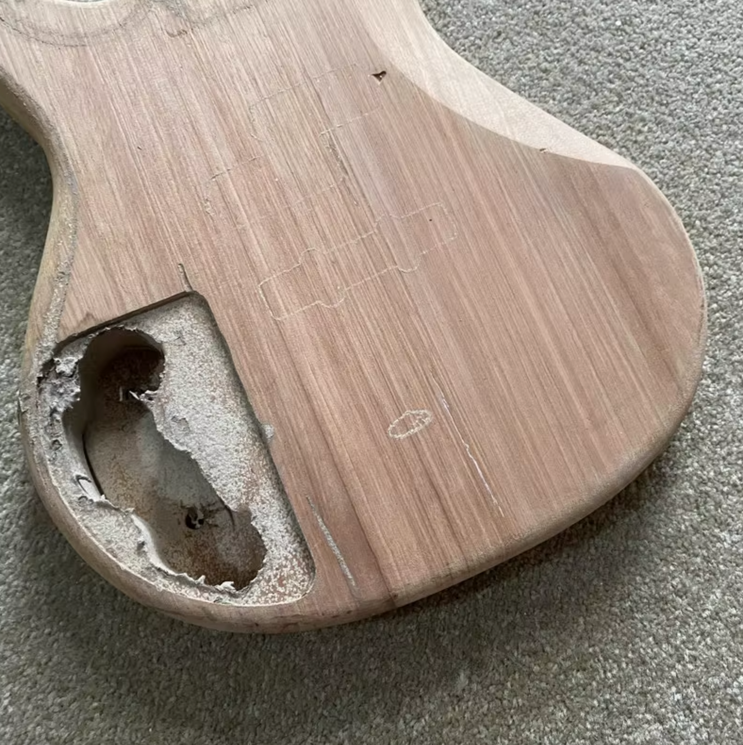Mahogany Wood 4 String Bass Guitar Body DIY Project