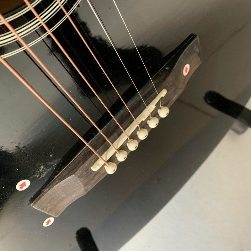 Black 40 Inch Acoustic Guitar, Basswood Plywood Top Body, Rosewood Fin