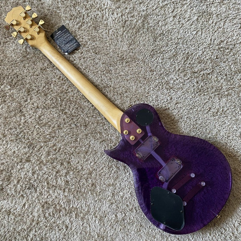 Acrylic Purple Transparent Mini Electric Guitar, Maple Neck Rosewood F
