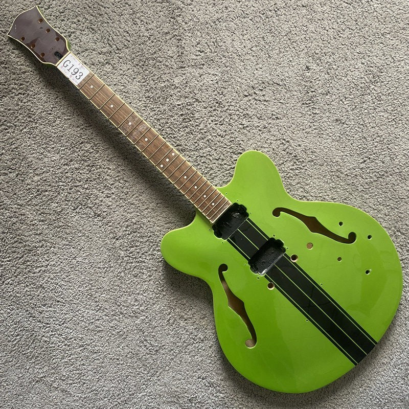 Green DIY Jazz Guitar Semi Hollow Body with Maple Neck, Rosewood Finge