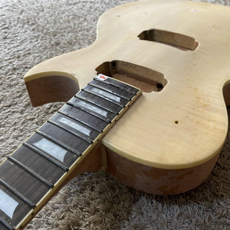 Tiger Maple Guitar Body with Mahogany Neck, Rosewood Fingerboard Fit L