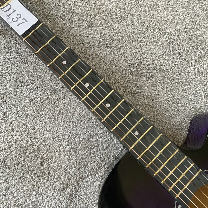 Purple Burst 38 Inch Folk Acoustic Guitar, Basswood Body, Mahogany Nec