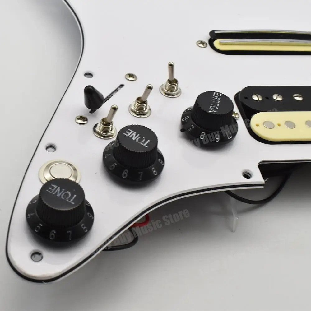 White Lefty Guitar HSS Loaded Prewired Pickguard, Multi Switch Tones F