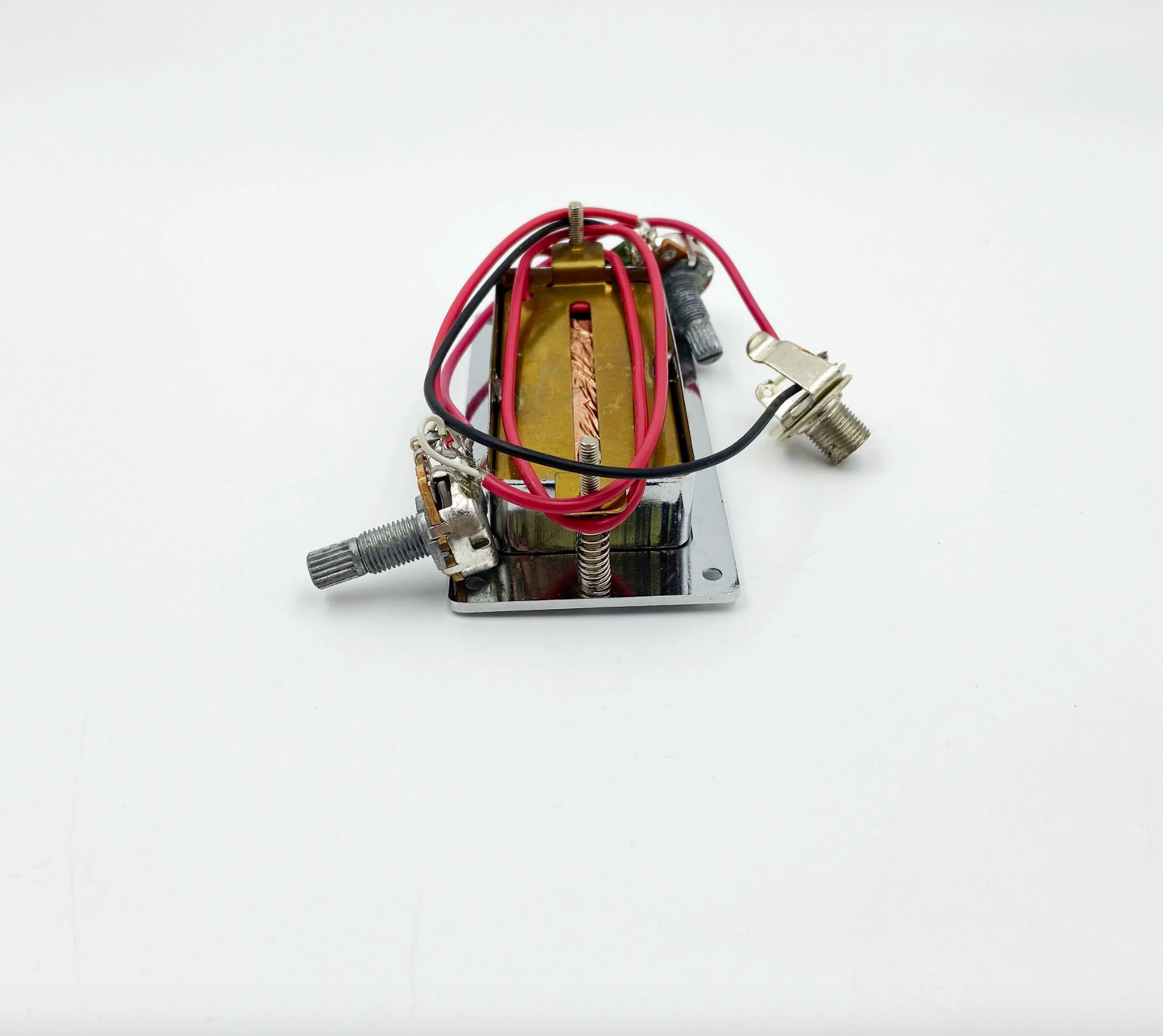 Chrome Mini Humbucker Closed Guitar Pickup 1T1V 6.35 Output Jack