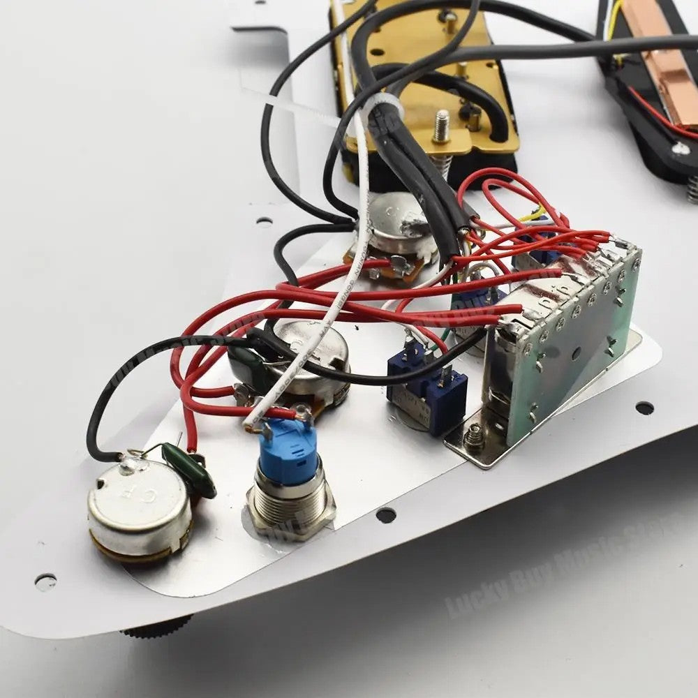 White Lefty Guitar HSS Loaded Prewired Pickguard, Multi Switch Tones F