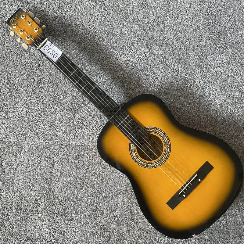 38 Inch Classical Guitar, Sunburst Basswood Body, Mahogany Neck, Rosew