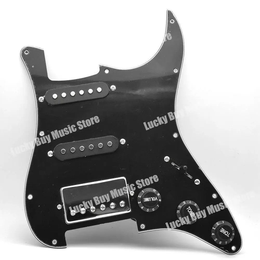 Black HSS Guitar Prewired Loaded Pickguard Fit Stratocaster Strat