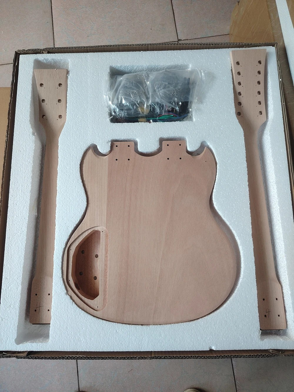 DIY Project Guitar Double Head SG Guitar, Mahogany Body Neck, Rosewood