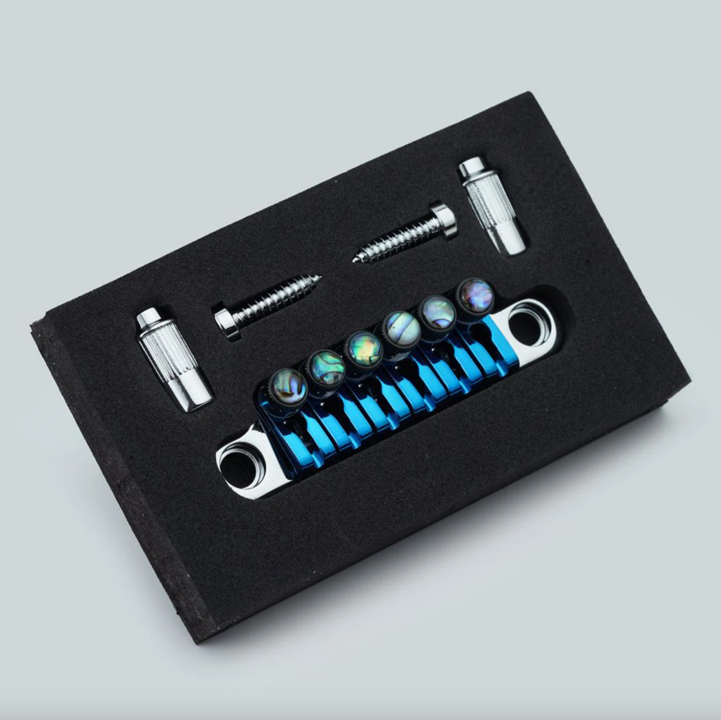 Chrome Guitar TP6 Tailpiece Bridge Abalone Fine Tuning Screws Fit Les