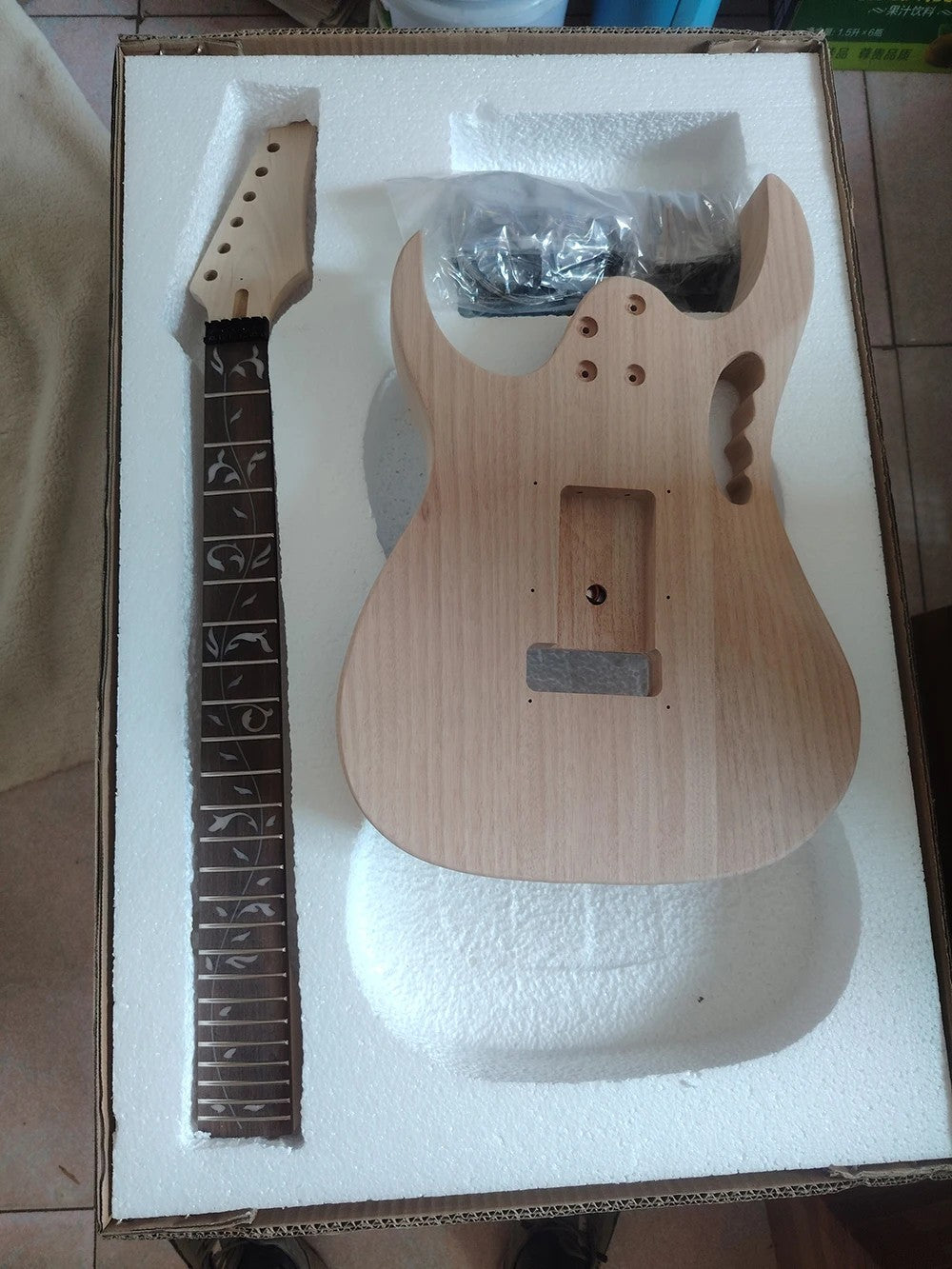 Unfinished DIY Electric Guitar Kit - HSH Mahogany Body with Maple Neck