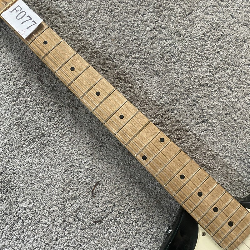 Glossy Black Electric Guitar, Solid Basswood Body, Maple Neck and Fing