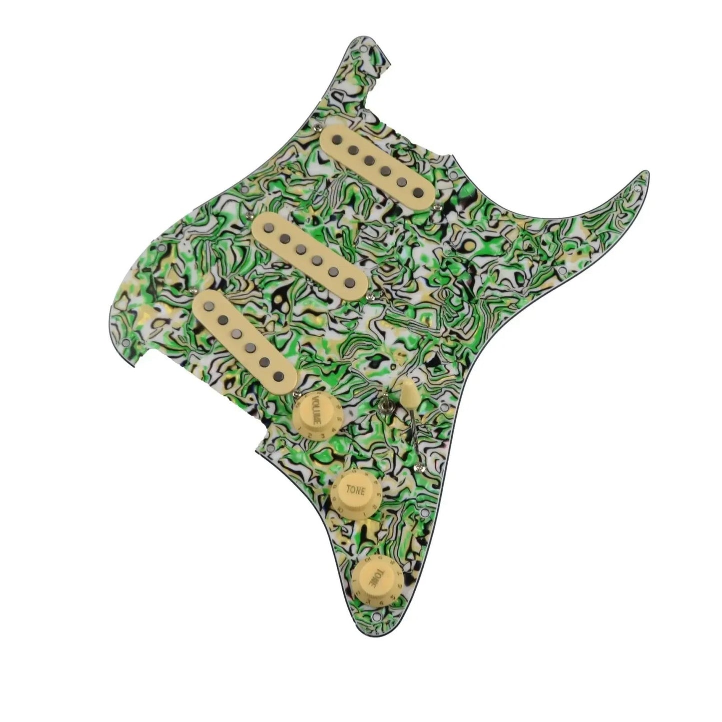 Alnico 5 Pickups Guitar Green Pearl Loaded Prewired Pickguard Fit Stra