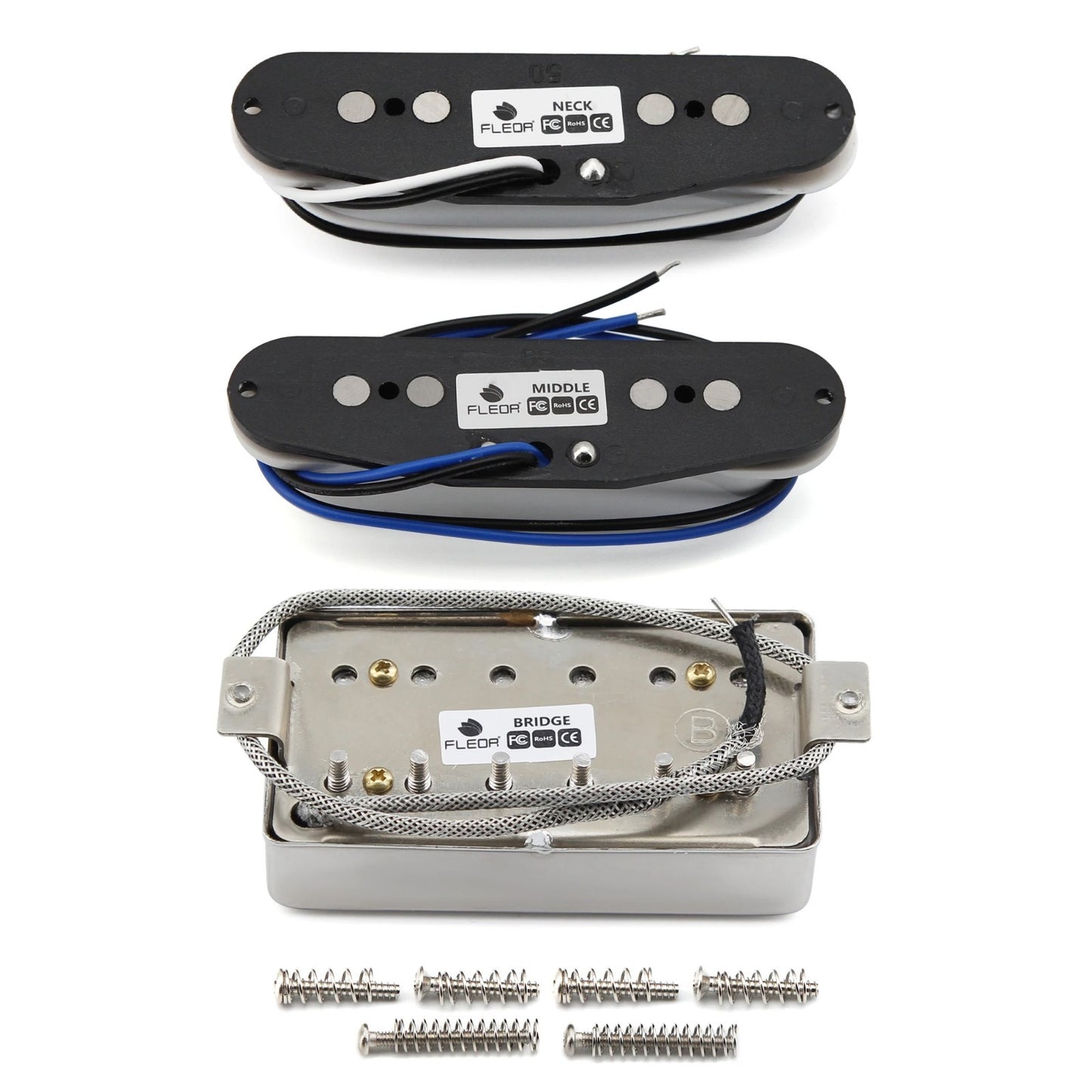 White Alnico 5 Guitar HSS Single Coil Humbucker Pickups Fit Ibanez,Fen