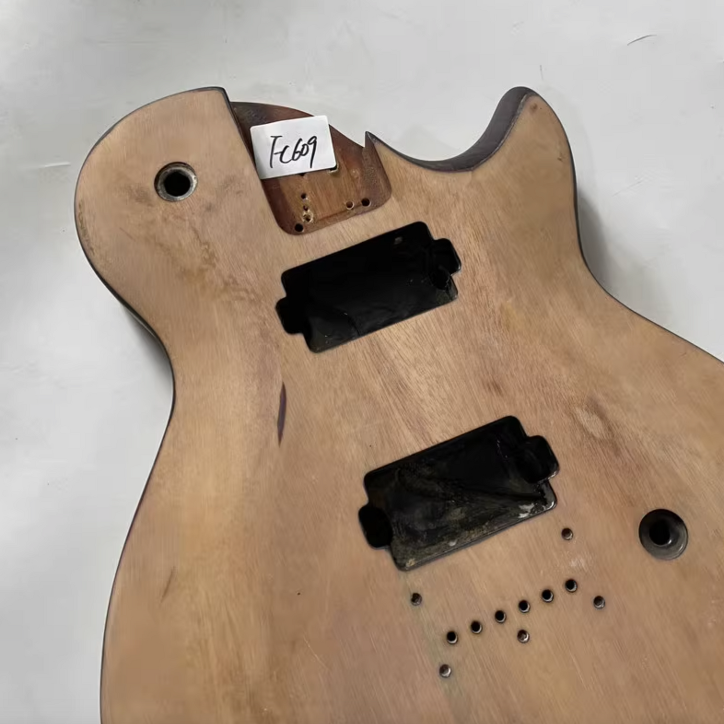 Mahogany Wood HH Guitar Single Cut Body, String Through Bridge
