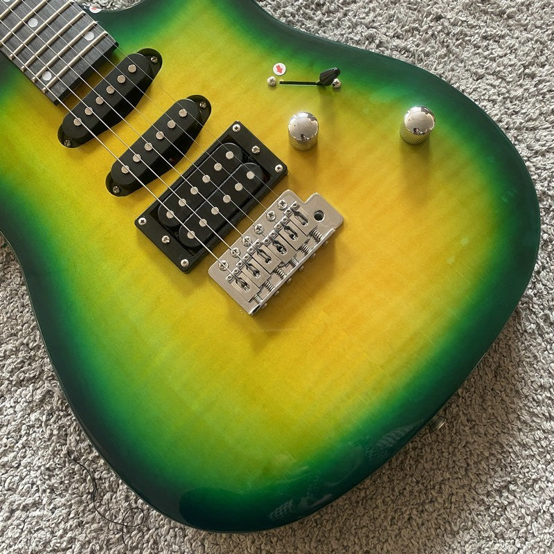 Green Yellow Burst HSH Guitar, Basswood Body with Maple neck, Rosewood