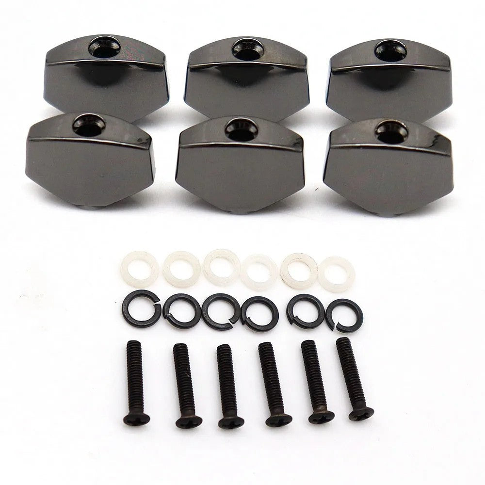 6pcs Black Nickel Guitar Metal Tuning Pegs Machine Heads Buttons Knobs