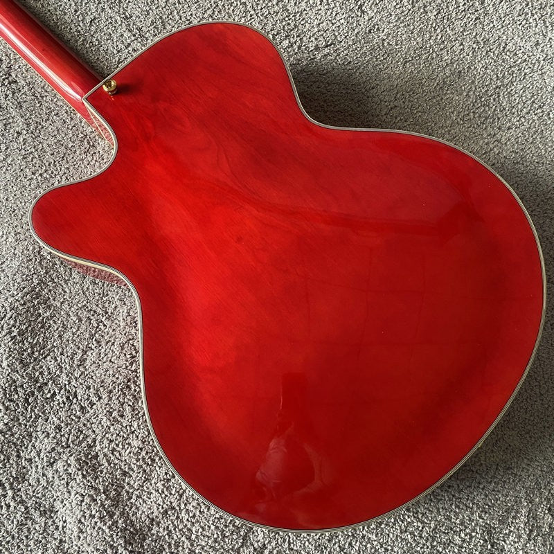 Cherry Burst Hollow Body Jazz Guitar with Maple Neck, Rosewood Fingerb