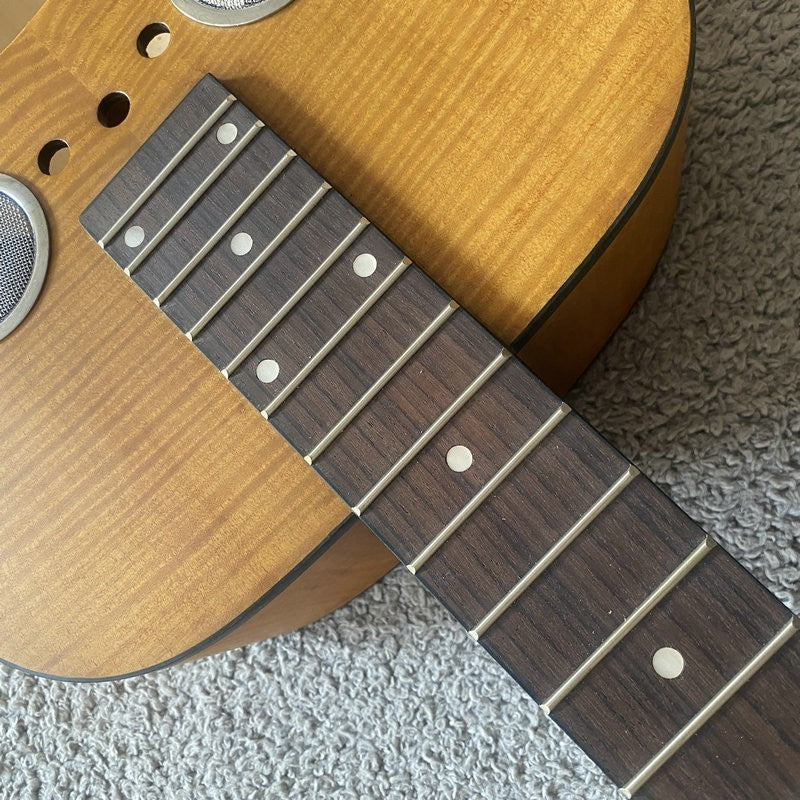 DIY Tiger Maple Dobro Resonator Guitar Mahogany Neck Rosewood 19 Frets