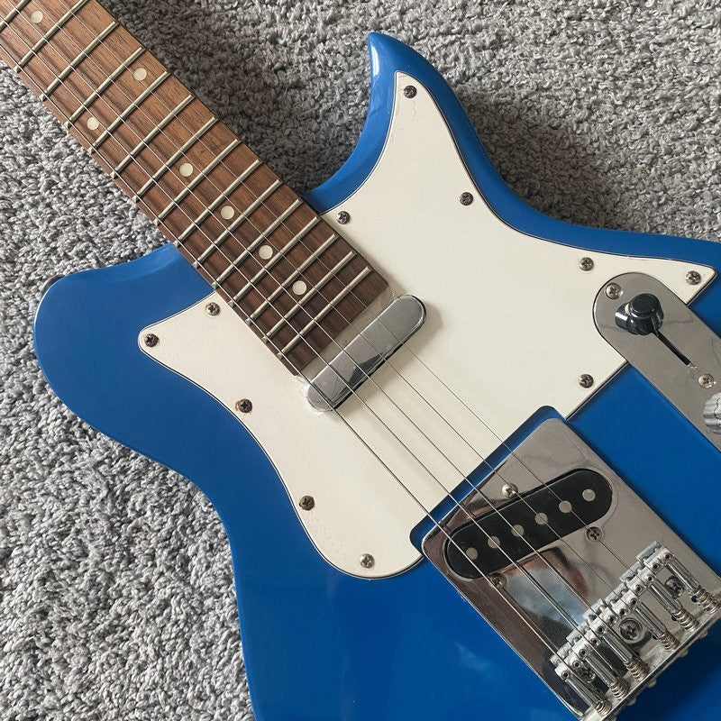 Blue Mini Electric Guitar, Solid Basswood Body, Maple Neck, Rosewood F