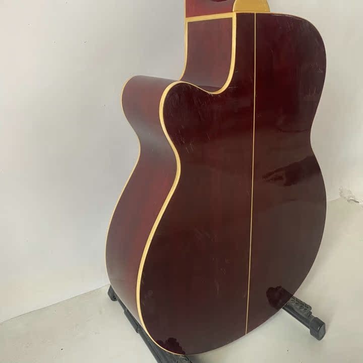 Condor Red Burst 4 String Acoustic Electric Bass, Ash Plywood Top, wit