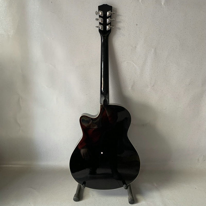 Black 40 Inch Acoustic Guitar, Basswood Plywood Top Body, Rosewood Fin