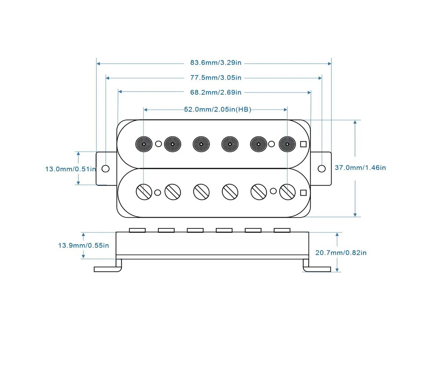 Zebra Alnico 5 Guitar Dual Blades Humbucker Pickups Fit Ibanez,Fender,