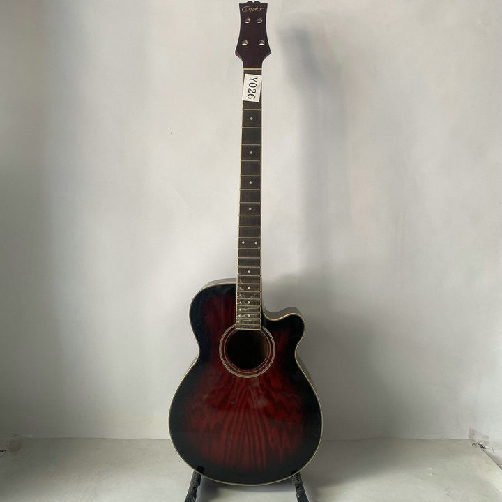 Condor Red Burst 4 String Acoustic Electric Bass, Ash Plywood Top, wit