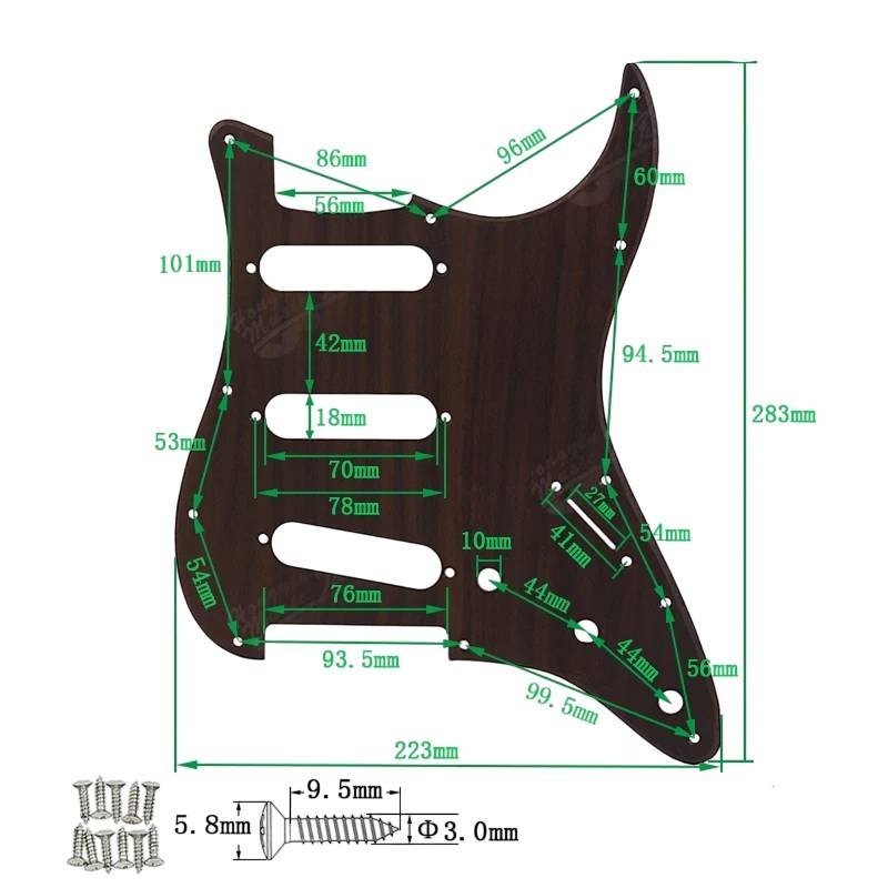 SSS Rosewood Electric Guitar Pickguard Scratch Plate Fit Stratocaster