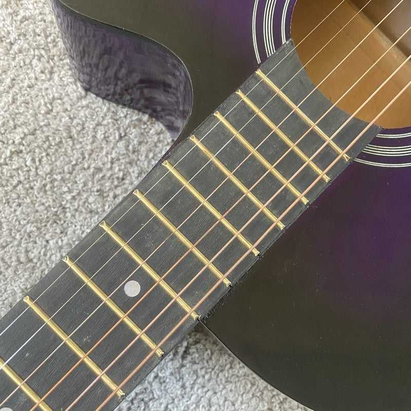 Purple Burst 38 Inch Folk Acoustic Guitar, Basswood Body, Mahogany Nec