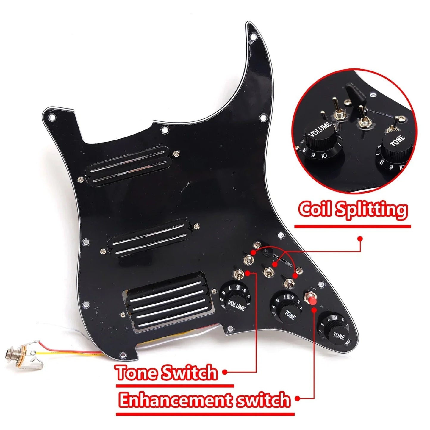 Mirror Silver HSS Guitar Prewired Loaded Pickguard, Dual Rail Pickups