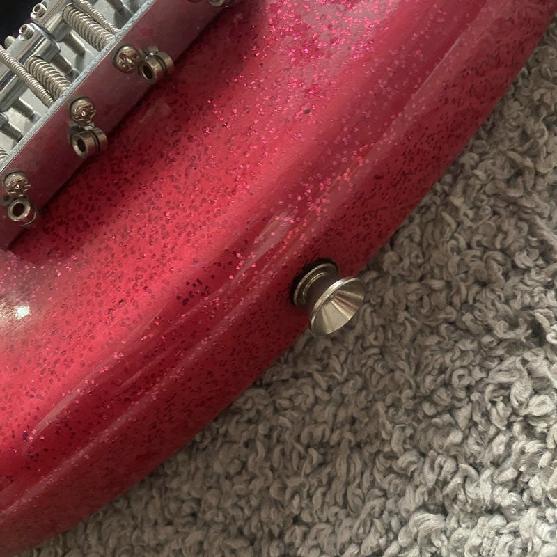 Metallic Sparkling Pink 4 String Electric Bass, Maple Neck, 22 Frets F
